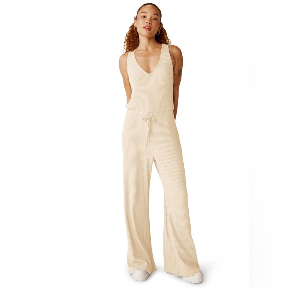 Beyond Yoga Women's Ribbed Tank Jetsetter Jumpsuit Size S in Ivory